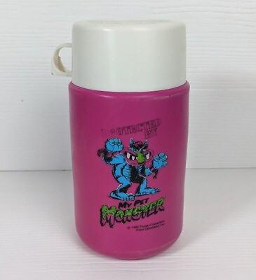 #ad 1986 My Pet Monster Pink lunch Thermos vintage rare collectable decor 1980#x27;s