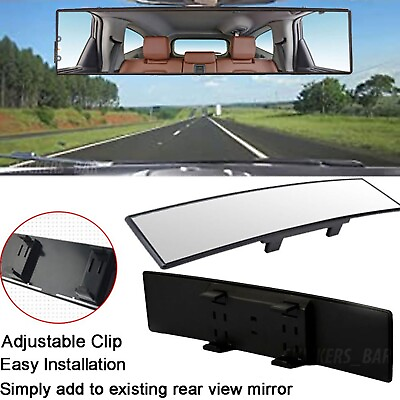 #ad Car Universal 300MM Rear View Wide Angle Convex Clear Rearview Mirror Click On