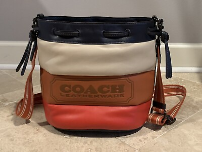 #ad Coach C6843 Field Bucket Bag with Colorblock Quilting
