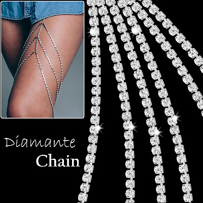 #ad 10 Meters Diamante Chain 1 Row Rhinestone for Jewelry Making Clothing Decoration