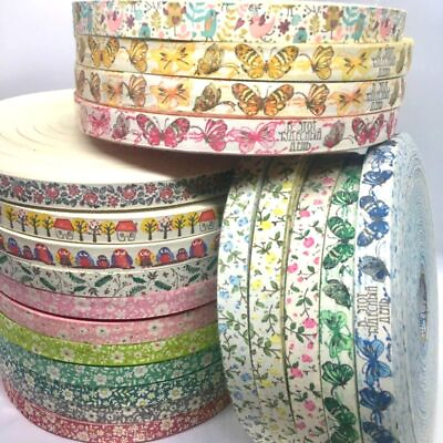 #ad 5Yards Cotton Floral Ribbon Flower Printed Ribbons DIY Craft Party Decoration