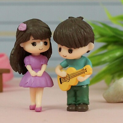 #ad Miniature Romantic Love Couple with Guitar Decorative Showpiece Gift Piece