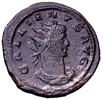 #ad MS QUALITY Gallienus Æ Antoninianus. Asian mint AD 264 Minerva Roman Coin w COA