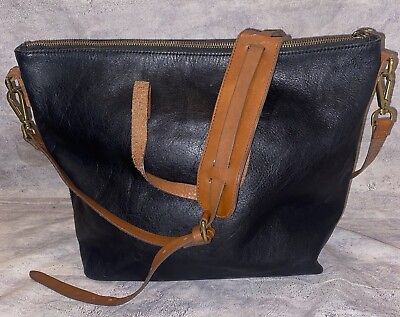 #ad Madewell 100% Leather The Transport Medium Satchel Crossbody Tote Handbag B2135