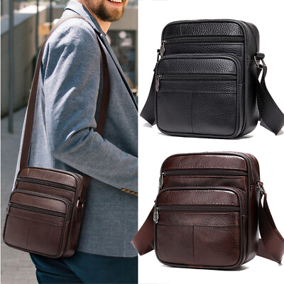 Men#x27;s Bags Cowhide Leather Shoulder Crossbody Business Messenger Handbag Daily