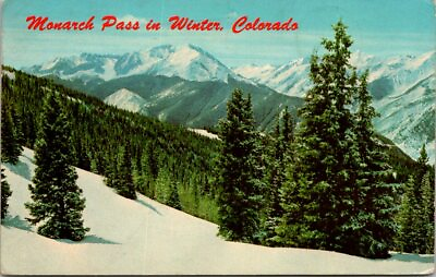 #ad Monarch Pass in Winter Colorado Old Postcard Posted 1964 Free Shipping B5