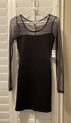 #ad Charlotte Russe Black Long Sleeve Cocktail Party Dress Size Medium Free Shipping