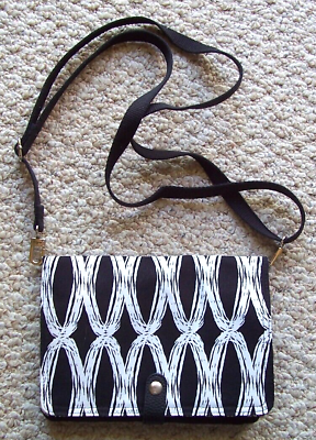 #ad Thirty One Bags Black and White Double Up Crossbody Purse with Removable Strap
