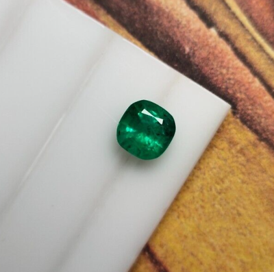 #ad 7x7 mm Natural Emerald Cushion Cut 1.16 Carat Vivid Green High Luster Vibrancy