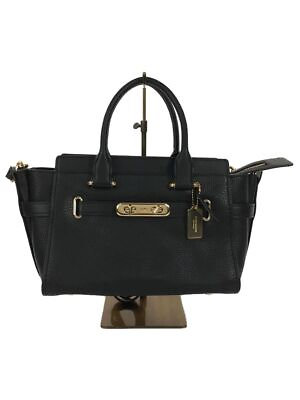 #ad Coach handbag leather Black plain 97295 Used