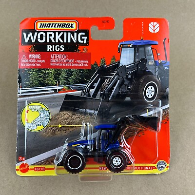 #ad 2022 Matchbox Working Rigs New Holland Bidirectional Tractor Blue 16 16 Diecast