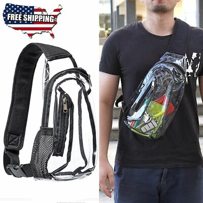 Adjustable Clear PVC Sling Bag Transparent Stadium Shoulder Crossbody Backpack $12.21