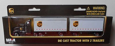 #ad UPS 8quot; TRACTOR w DOUBLE TRAILER TRUCK REALTOY DARON TOYS DIECAST 1:87