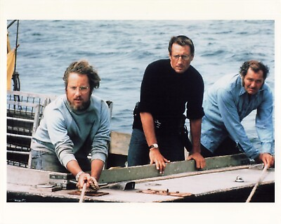 #ad Spielberg Jaws Movie Photo Robert Shaw Richard Dreyfuss Roy Scheider *P109c