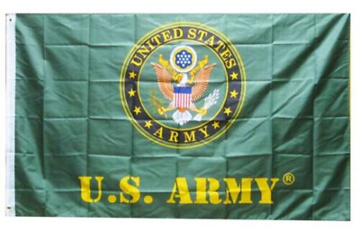 #ad US Army Flag 3x5 ft Green Emblem Shield United States Military 100D