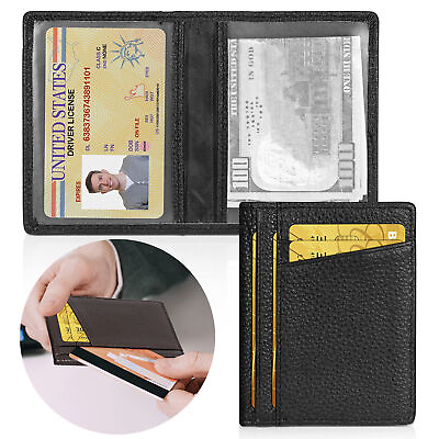 #ad Slim Minimalist Wallet Genuine Leather RFID Blk Front Pocket Wallets Men Womens
