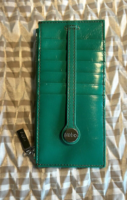 #ad Hobo International Stacked credit card Leather Wallet Green