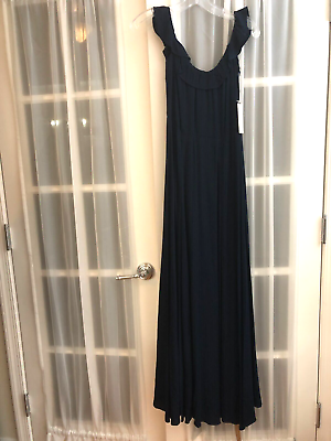 #ad $328 Reformation Petite Navy Cocktail Evening Maxi Flowy Viscose Dress Size 2P