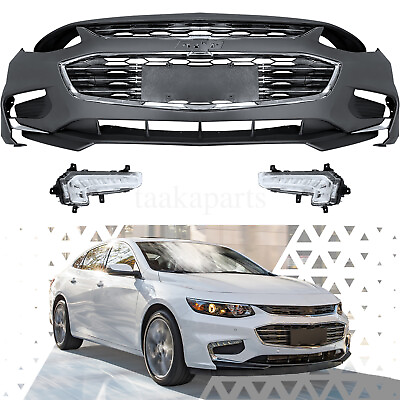 #ad Complete Bumper Cover Kit Valance Grill Fog light Bracket For Chevy Malibu 16 18
