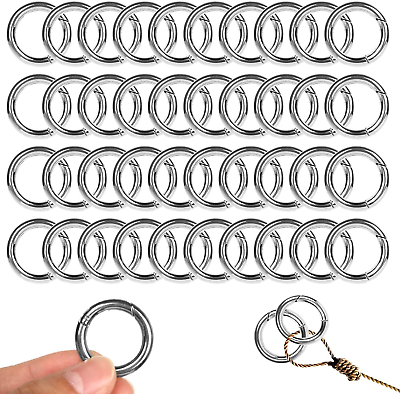 #ad 40Pcs Spring O Rings Round Carabiner Snap Clip 28MM Zinc Alloy Spring Round Key