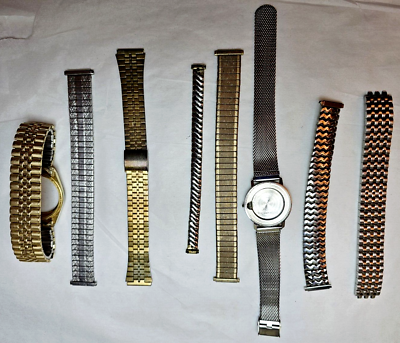 #ad Vintage Metal Watch BANDS Straps Antique And More Recent parts Watches Bulk Lot
