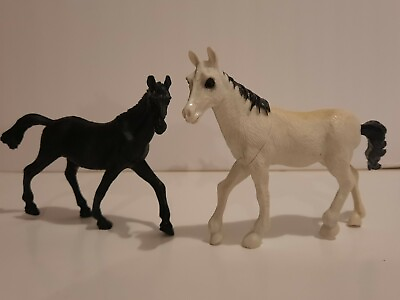 #ad Greenbrier International Model Horse Lot of 2 Black and White Horse Play Toys