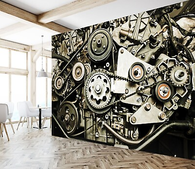 #ad 3D Auto Mechanic Gears 8326 Transport Wallpaper Wall Murals Wall Paper Mural Rom