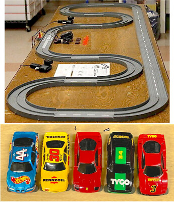 #ad 1993 UNUSED TYCO TCR Slotless Slot Car Total Control RACE SET 20ft 6 Vehicles