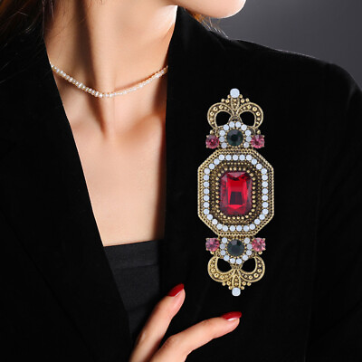 #ad Unique Purple Crown Rhinestones Crystal Brooch Pin Gold Tone Accessories
