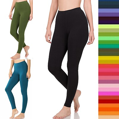 #ad Women#x27;s Soft Cotton Full Length Long Leggings Fitness Yoga * US SIZE S M L XL