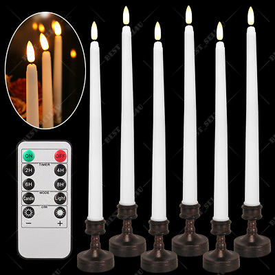 #ad 6PCS LED Flameless Taper Candles Lights Flickering Battery Operated Party Decor