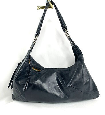 Hobo International Black Textured Leather Medium Boho Shoulder Bag Purse $29.41