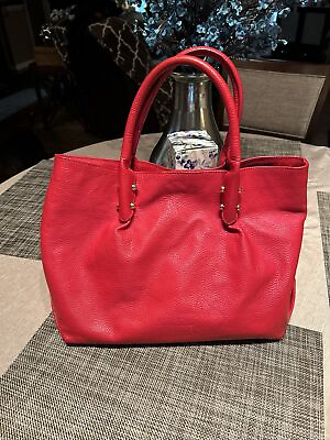 #ad Brooks Brothers Red Pebble Leather Tote Bag Purse Large Carry All Mint Condition