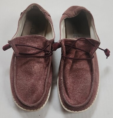 #ad Hey Dude Wendy Burgundy Casual Slip On Comfort Loafer Shoe Women#x27;s Size 8