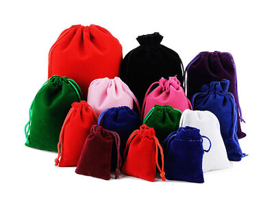 #ad 10 100pcs Velvet Drawstring Pouch Jewelry Baggie Ring Party Wedding Gift Bag LOT