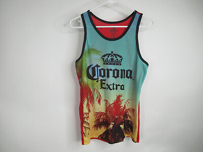 Corona Extra promo ad beer sunset beach palm trees tank top sleeveless shirt S $12.99