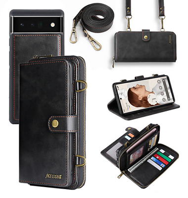 Magnetic Crossbody Wallet Case Leather Card Stand Flip Detachable Phone Cover $14.72