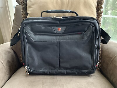 #ad SWISS ARMY GEAR Multi Compartment Laptop Brief Case Messenger Bag Black