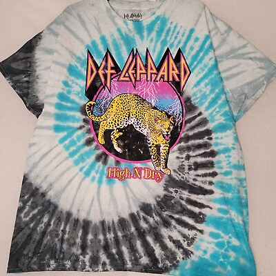#ad DEF LEPPARD SHIRT ADULT EXTRA LARGE XL BLUE TIE DYE CONCERT MUSIC ROCK MENS NWT
