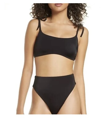 #ad NWT CHELSEA 28 Women#x27;s Black Bikini Top Designer Swimsuit Swim Wear Nordstrom S
