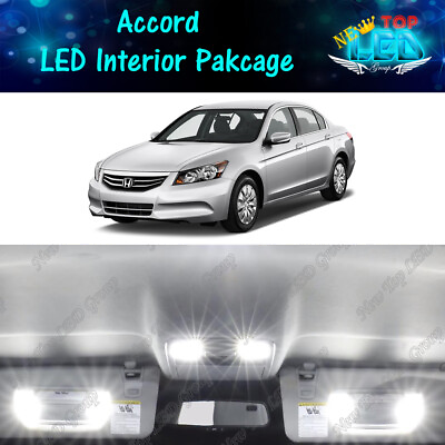 #ad 12x White LED Bulbs Interior Lights Package Kit for 2003 2012 Honda Accord
