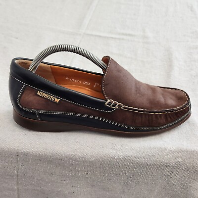 #ad Mephisto Baduard Brown Leather Nubuck Loafers Mens Sz US 9 EUR 8.5 Slip On Shoes