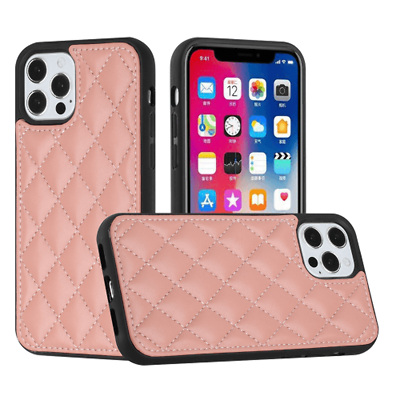 #ad Pattern Diamond Shape Premium PU Leather Case Cover for iPhone 11 6.1quot; ROSE GOLD