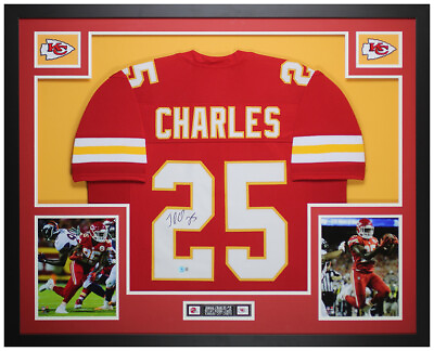 #ad Jamaal Charles Autographed and Framed Red Kansas City Jersey Auto Beckett COA