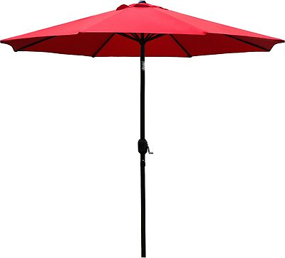 #ad Sunnyglade 9#x27; Patio Umbrella Outdoor Table Umbrella with 8 Sturdy Ribs Red