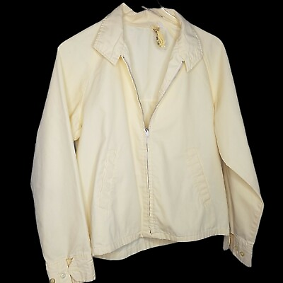 #ad Vintage Crownley Sportswear Jacket Lightweight Golf Yellow Mens Medium Zip Japan