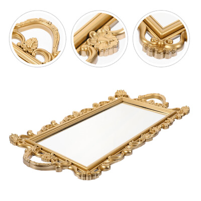 #ad Resin Embossed Mirror Tray Miss Skin Care Organizer Jewelry Display Plate