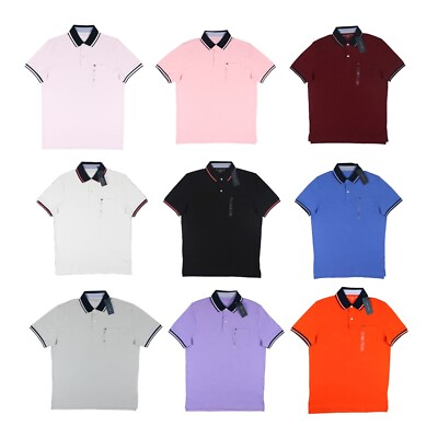 #ad Tommy Hilfiger Men#x27;s Contrasting Trim Short Sleeve Polo Shirt 78J8713 78JA627