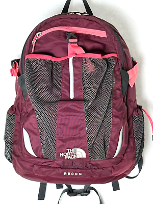 #ad North Face Recon T118 T518 Hiking Laptop School Backpack Red Pink Gray 30L