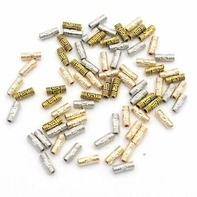#ad 50pcs Antique Spacer Tube Beads Metal Loose Charm Bead Jewelry Making Accessorie